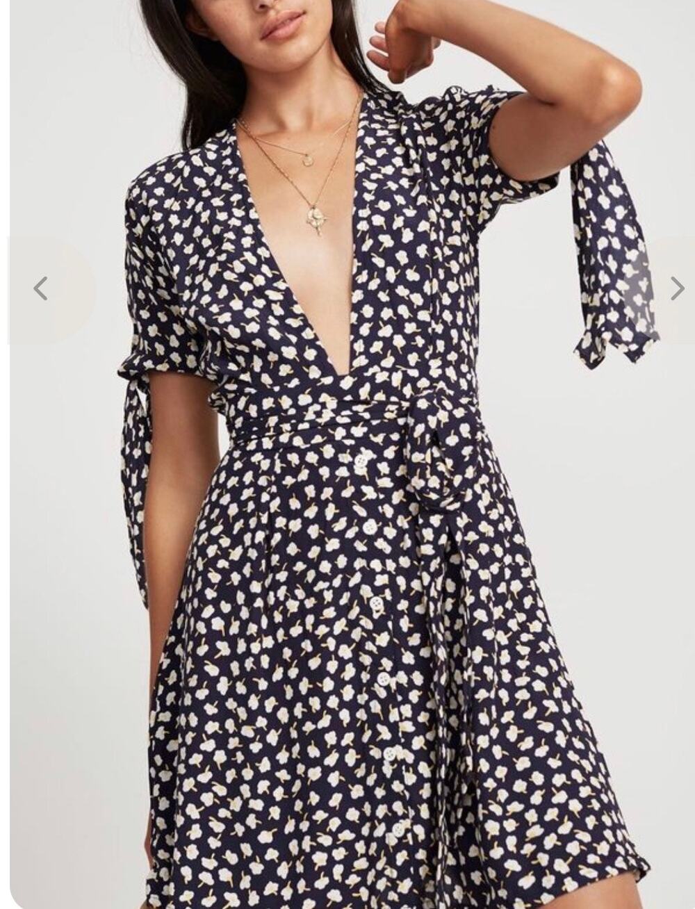 FAITHFULL THE BRAND Brigit Navy Floral Mini Dress